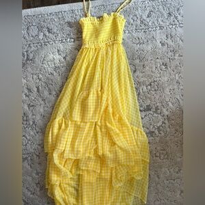 Yellow gingham maxi dress